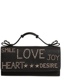 RED Valentino Letter Studs Grained Leather Clutch