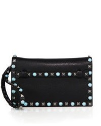 Valentino Rockstud Rolling Small Leather Clutch
