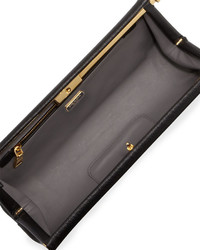 Prada Saffiano East West Frame Clutch Bag Black