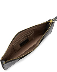 Neiman Marcus Saffiano Leather Travel Clutch Bag Black