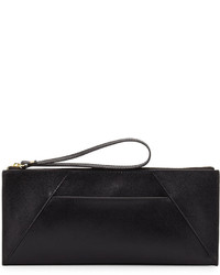 Neiman Marcus Saffiano Leather Travel Clutch Bag Black