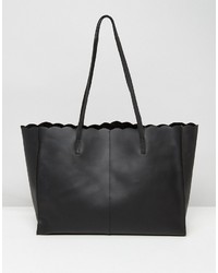 Asos Scallop Leather Shopper Bag With Removable Clutch