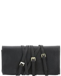 BCBGeneration Smoke Leather Cooper Buckle Detail Clutch