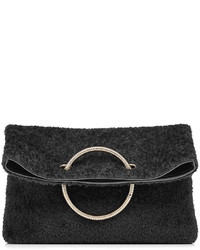 Victoria Beckham Spiral Clutch With Leather And Shearling