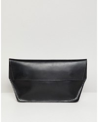 ASOS DESIGN Structured Leather Foldover Clutch Bag