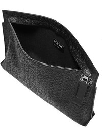 Loewe T Embossed Leather Pouch Black