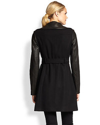 Richard Chai Andrew Marc X Lacey Leather Wool Trench