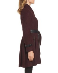 GUESS Belted Boiled Wool Blend Coat