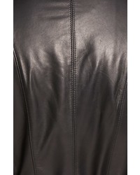 Ellen Tracy Belted Front Zip Leather Coat