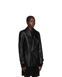 Comme des Garcons Homme Plus Black Faux Leather Double Breasted Coat