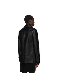 Comme des Garcons Homme Plus Black Faux Leather Double Breasted Coat