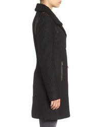 GUESS Boucle Sleeve Wool Blend Military Coat
