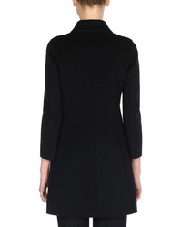 Fendi Bow Collar Single Breasted Coat With Leather Pockets