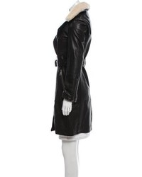 Burberry Brit Shearling Trimmed Leather Coat