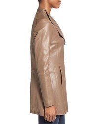 Elie Tahari Claire Asymmetrical Cutaway Leather Coat