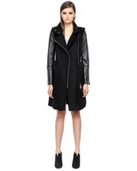 Mackage Dale F4 Long Black Winter Wool Coat With Leather Sleeves ...