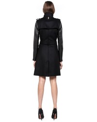 Mackage Dale F4 Long Black Winter Wool Coat With Leather Sleeves