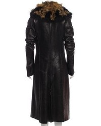 Roberto Cavalli Fur Trimmed Leather Coat