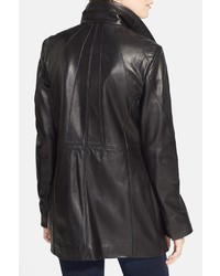 Ellen Tracy Genuine Lambskin Leather Anorak