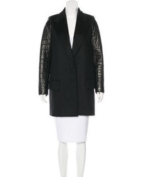 The Row Leather Accented Wool Coat