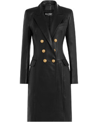 Balmain Leather Coat With Embossed Buttons