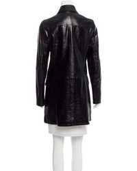 Theory Leather Knee Length Coat