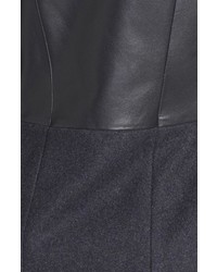 Vera Wang Leather Wool Blend Front Zip Coat
