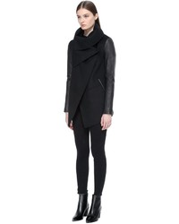 Mackage Vane Luxe Wool Waterfall Collar Jacket In Black