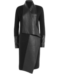 Donna Karan New York Wool Coat With Leather