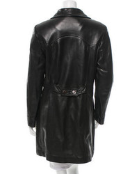 Gucci Notch Lapel Leather Coat