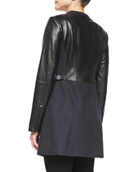 Vera Wang Outerwear Zip Front Wool Leather Coat