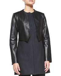 Vera Wang Outerwear Zip Front Wool Leather Coat