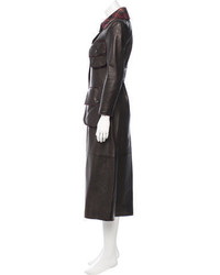 Chanel Paris Edinburgh Leather Wool Coat