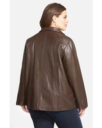 Ellen Tracy Plus Size Leather A Line Coat