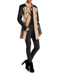 W118 By Walter Baker Keanu Trench With Genuine Leather Sleeves