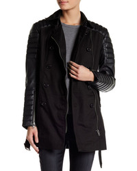 W118 By Walter Baker Keanu Trench With Genuine Leather Sleeves