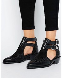 Asos Arrow Leather Western Cut Out Boots