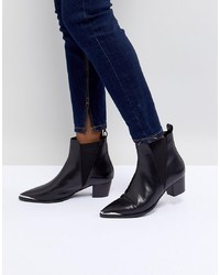 Office Azalea Black Leather Western Tipped Boots