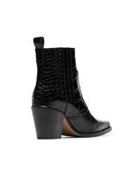 Ganni Black Callie 70 Leather Cowboy Boots