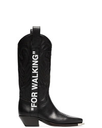 Off-White Black For Walking 40 Leather Western Boots