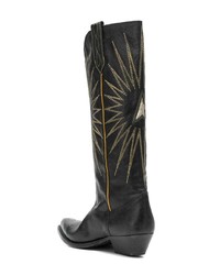 Golden Goose Deluxe Brand Black Knee Length Embroidered Boots