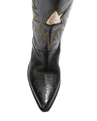 Golden Goose Deluxe Brand Black Knee Length Embroidered Boots