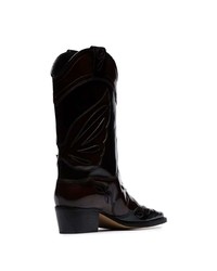 Ganni Black Marlyn 45 Polished Leather Cowboy Boots