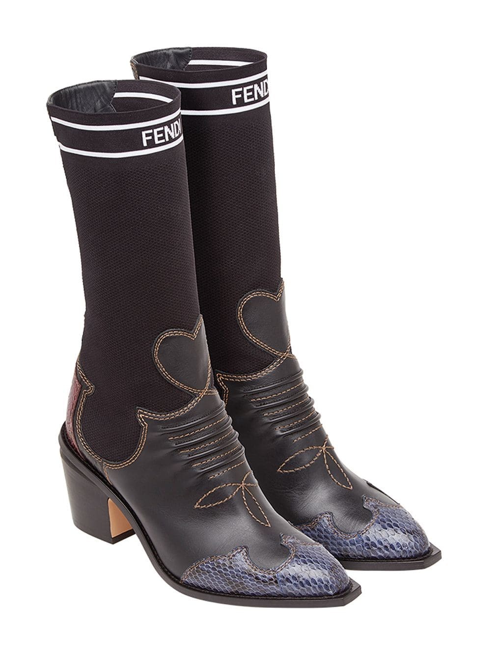 fendi patchwork cowboy boots