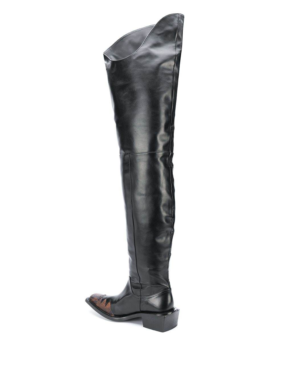 Martine Rose Snakeskin Panelled Thigh High Boots, $1,400 | farfetch.com ...