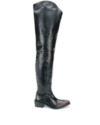 Martine Rose Snakeskin Panelled Thigh High Boots