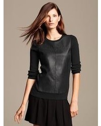Banana Republic Faux Leather Front Crew