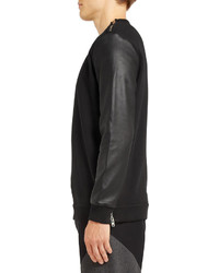 Givenchy Leather Sleeved Cotton Sweater