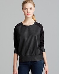 Olivaceous Sweatshirt Faux Leather Front