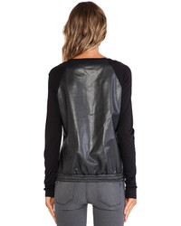 C&C California Perforated Faux Leather Sweatshirt